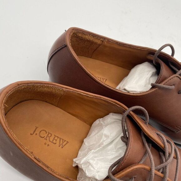 J. Crew Factory Mens Oxford Leather Cap Toe Shoes Brown Sz 10.5 Lace Up Preppy - Picture 12 of 15